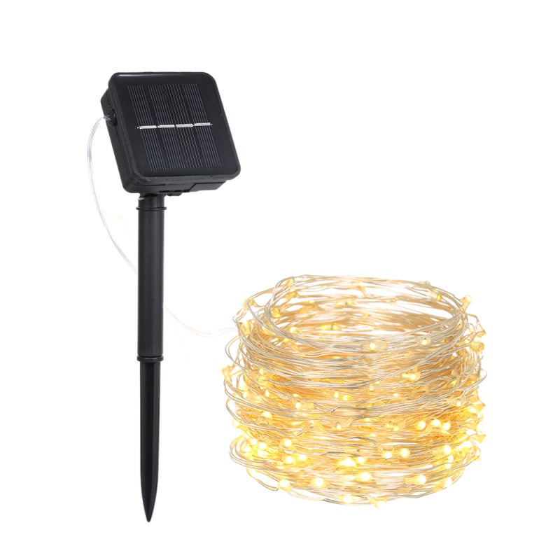 Guirlande Solaire Extérieur 50 LED 5m Fil Cuivre – 8 Modes, Minuterie, IP65 Étanche – Parfaite Jardin, Terrasse, Noël