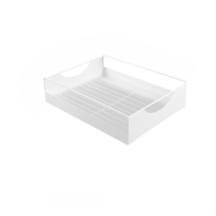 Kuchenna półka do przechowywania, kosz na jednej szynie do szafki, wysuwana półka pod zlew, biały, 40,1*30,2*11,5 cm