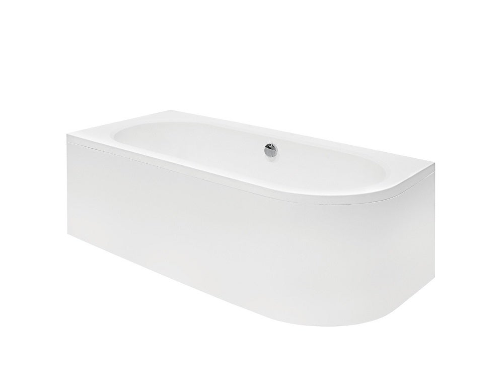 Bañera asimétrica izquierda negro mate delantal + reposacabezas AVITA 180x80 - 2
