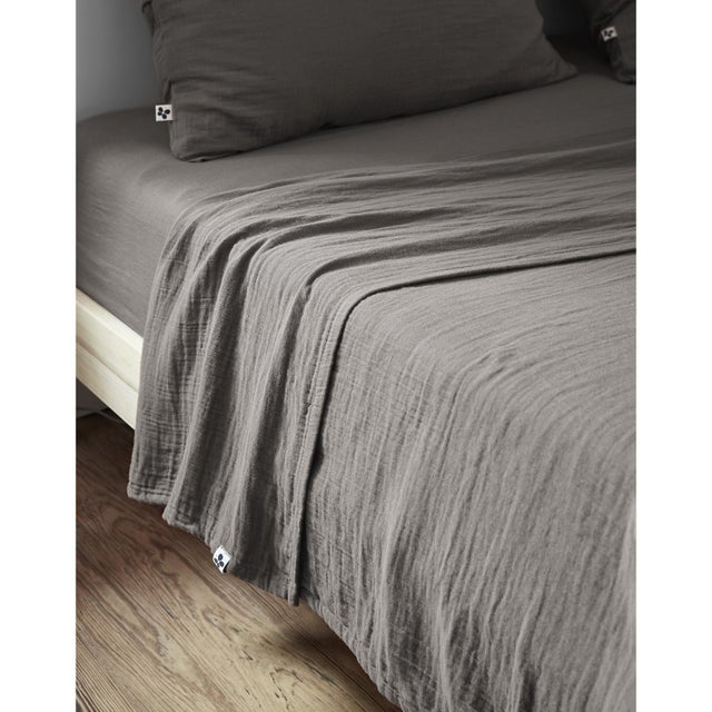 Drap Plat 240 x 300 cm – Double Gaze de Coton Luxe – Gaïa Granit