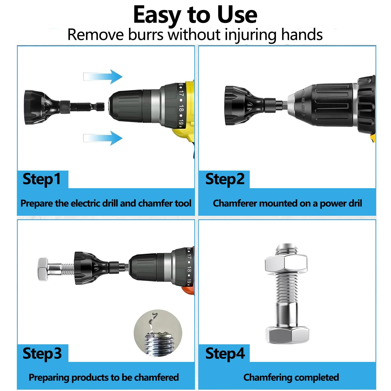 Outil de Chanfrein Externe Deburring Tool à Tige Hexagonale 3 à 20 mm Ebavureur Réparer Vis Enlever Bavure - 3