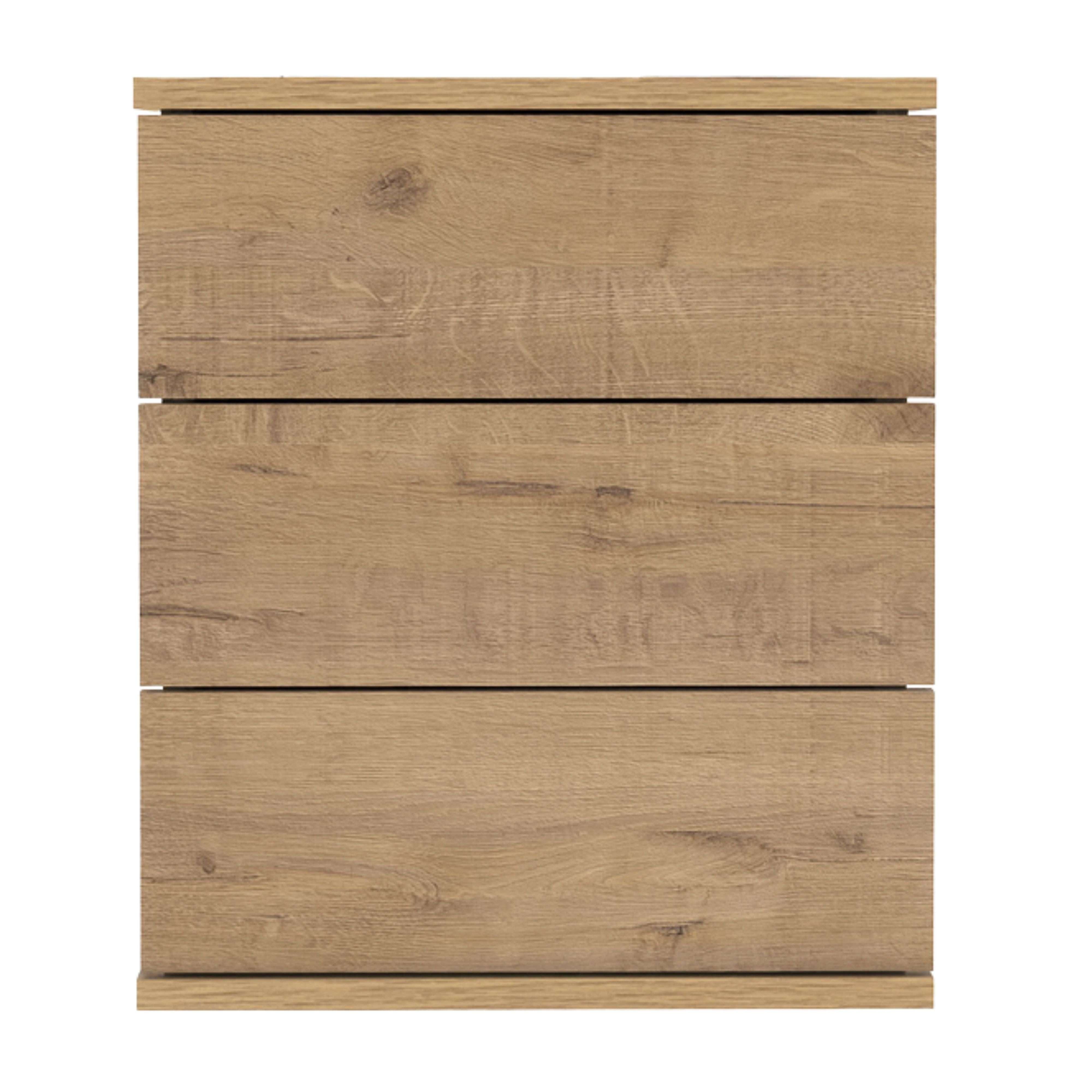 Table de chevet 3 tiroirs Dana, meuble de chambre contemporain, couleur chêne doré, 41 x 49 cm - 2