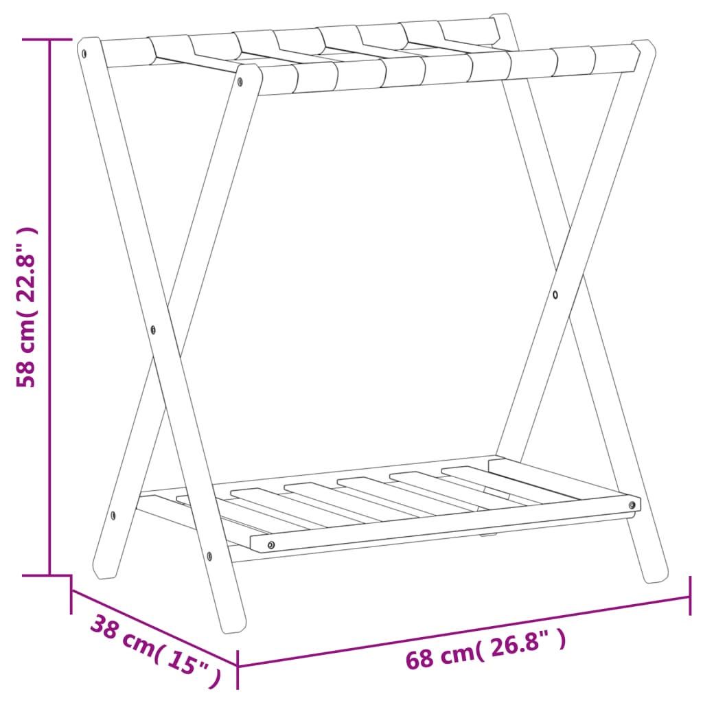 vidaXL Porte-bagages 68x38x58 cm bambou - 7