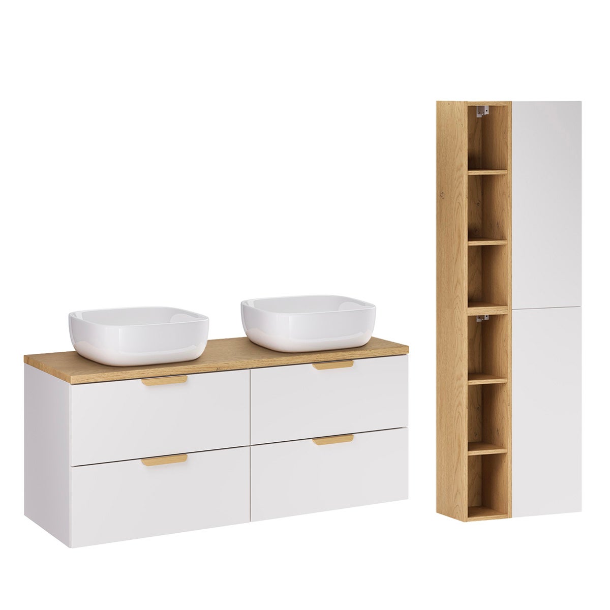Lavabo doble 120cm con pedestal oria blanco mate