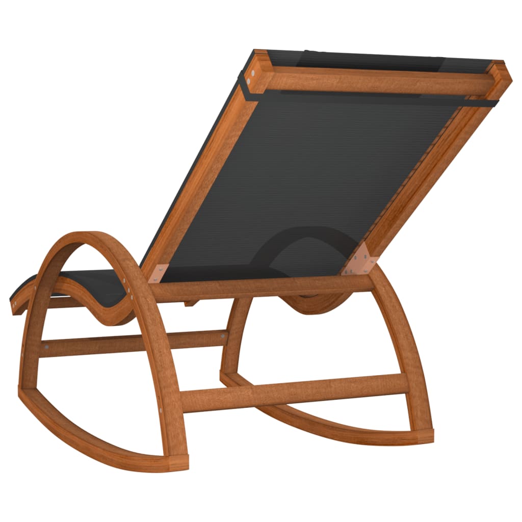 Chaise à bascule | Rocking chair | Fauteuil à bascule textilène gris et bois de peuplier massif159483 - 5