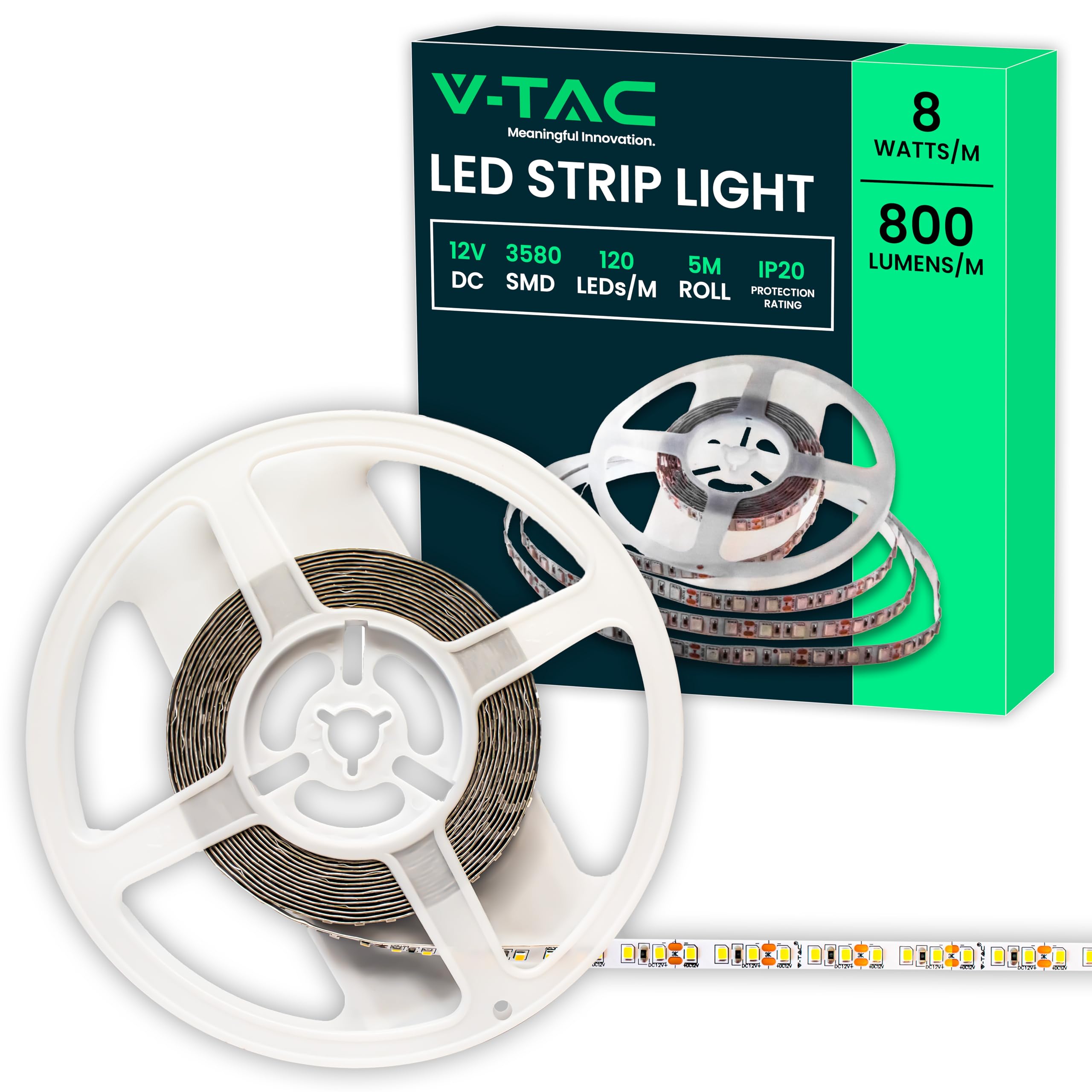 V-TAC Striscia Led Da Interno SMD 3528 8W - 5 Metri - Striscia LED