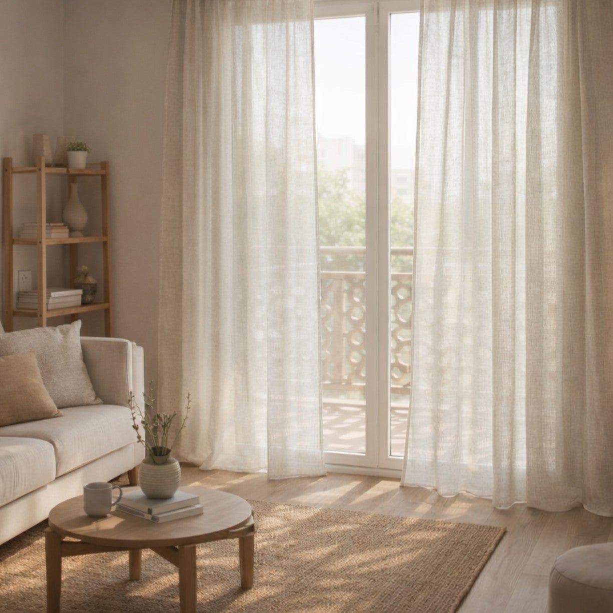 Rideau tamisant 3 mètres beige rideaux salon voilage elegant 300 x 300 - 2