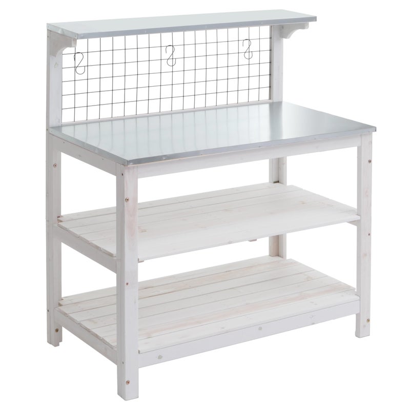 Stół ogrodniczy HWC-N55, biały