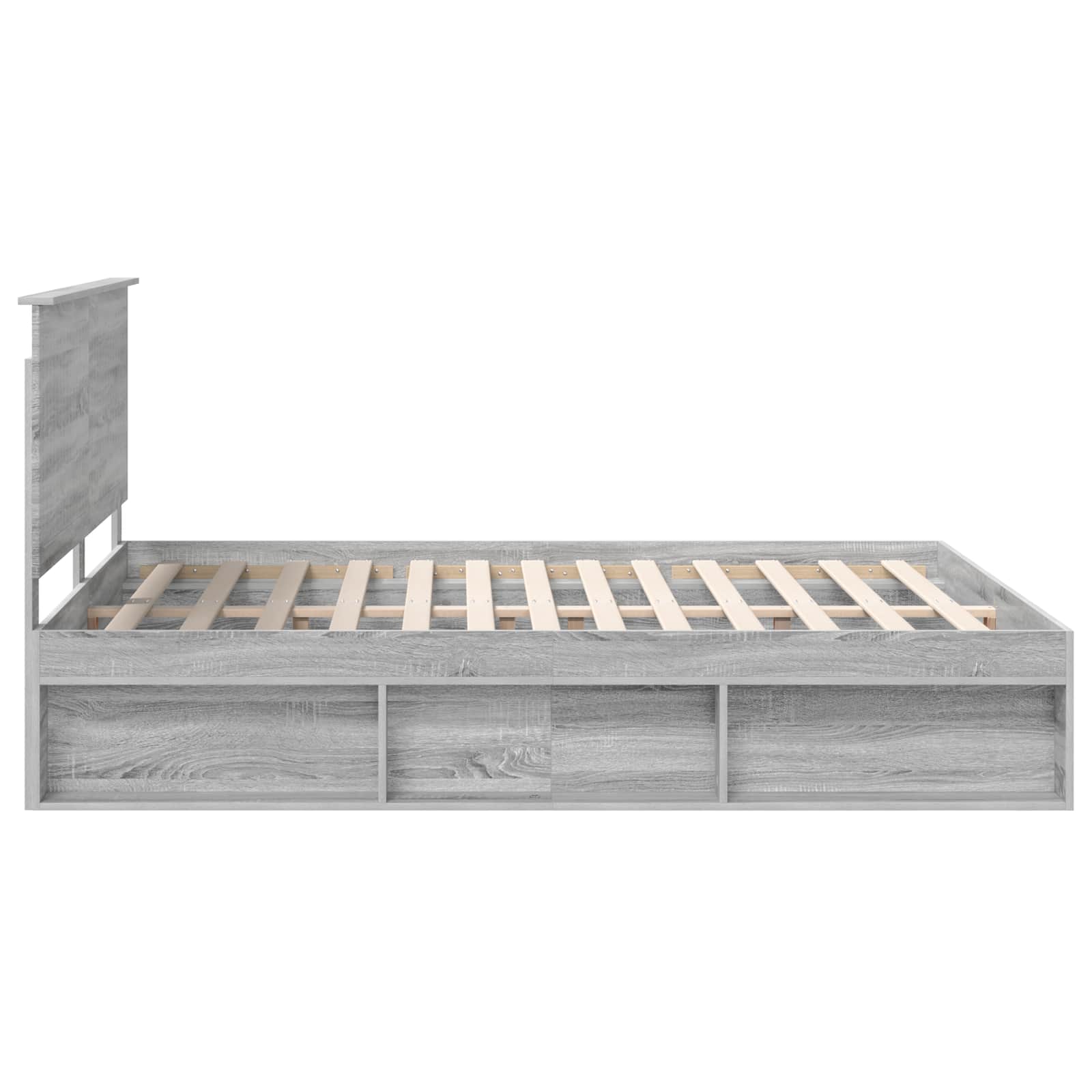 Cadre de lit gris 160 x 200 cm en bois de pin massif - 8
