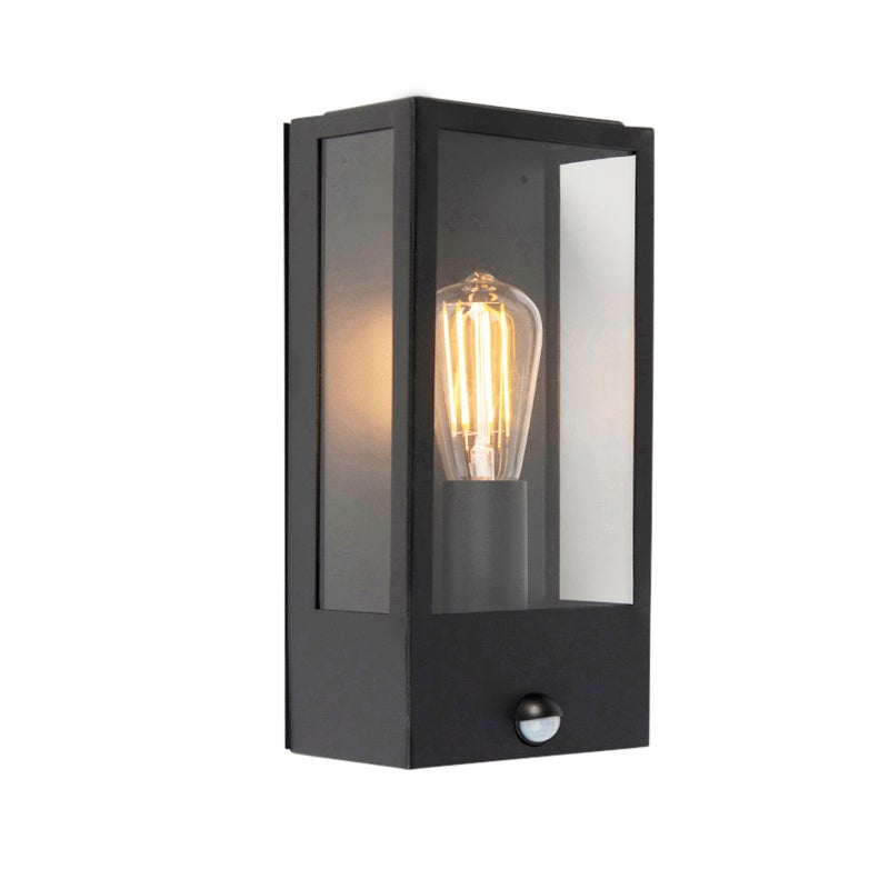 Lampa ścienna zewnętrzna czarna z czujnikiem ruchu IP44 - Rotterdam