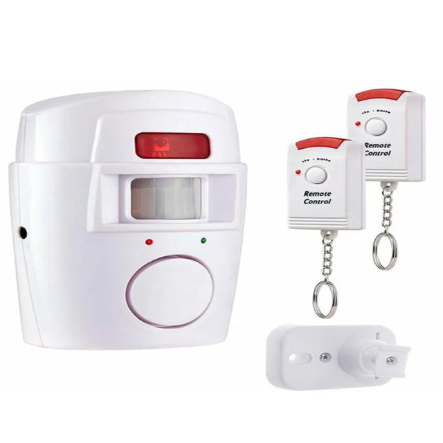 Système autonome d'éclairage et de son / Protection antivol avec détecteur de mouvement, voyant d'avertissement RV-06 et 2 télécommandes