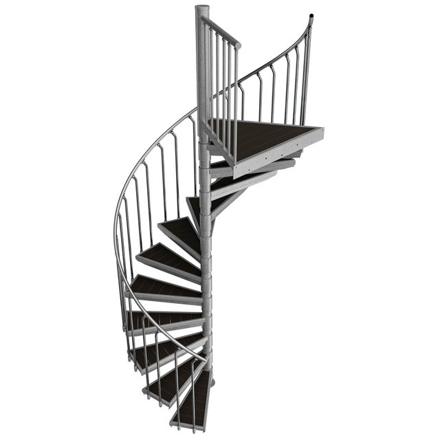 Escada exterior / Escada em espiral Ø 225 cm | Alturas : 234 - 251 cm | Revestimento dos degraus em WPC