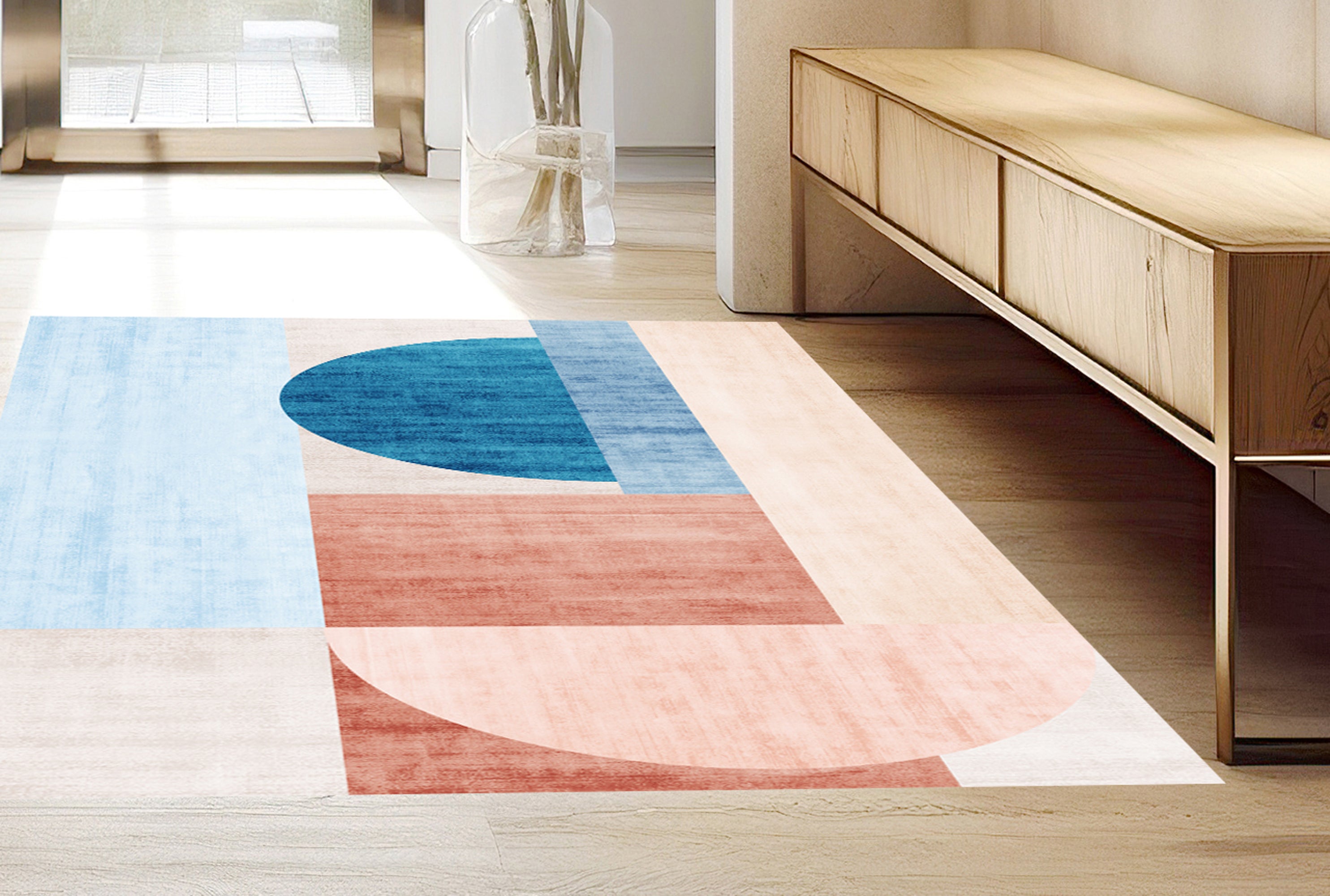 Tapis antidérapant en vinyle Megève 133x200 cm - PVC imprimé, lavable, ignifuge, pour le salon et la cuisine, style moderne - 2
