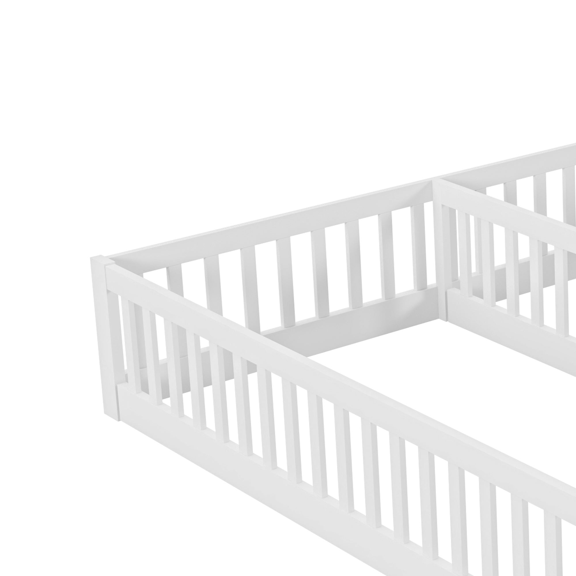 Cama de criança 2x90x200cm em madeira maciça - com grades - sem base de ripas - Branco - 7