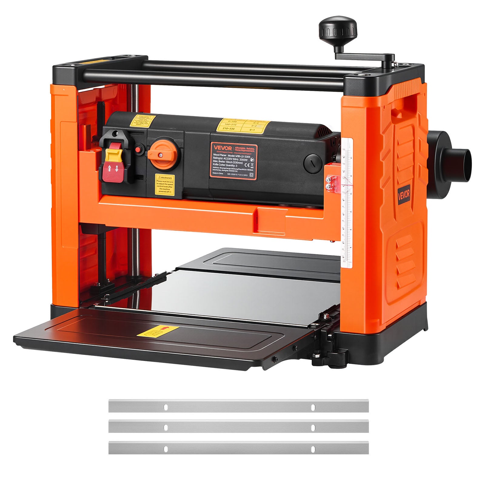 Tăietor electric VEVOR pentru lemn, 3 lame, masă 33 cm, 2000 W, 23500 rpm, 2 role, protecție împotriva supraîncărcării, 2 viteze, lemn dur/lemn moale 2buc