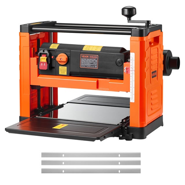 Pialla elettrica legno VEVOR, 3 lame, piano 33 cm, 2000 W, 23500 giri/min, 2 rulli, antisovraccarico, 2 velocità, legni duri/morbidi