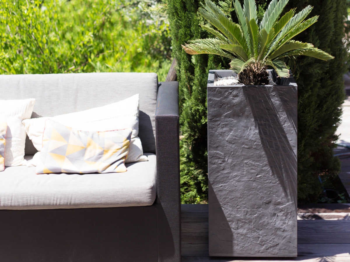 Pot de fleurs carré Haut Volcania - 39,5 x 39,5 x 80 cm - 31 L - Gris anthracite - Eda - 3