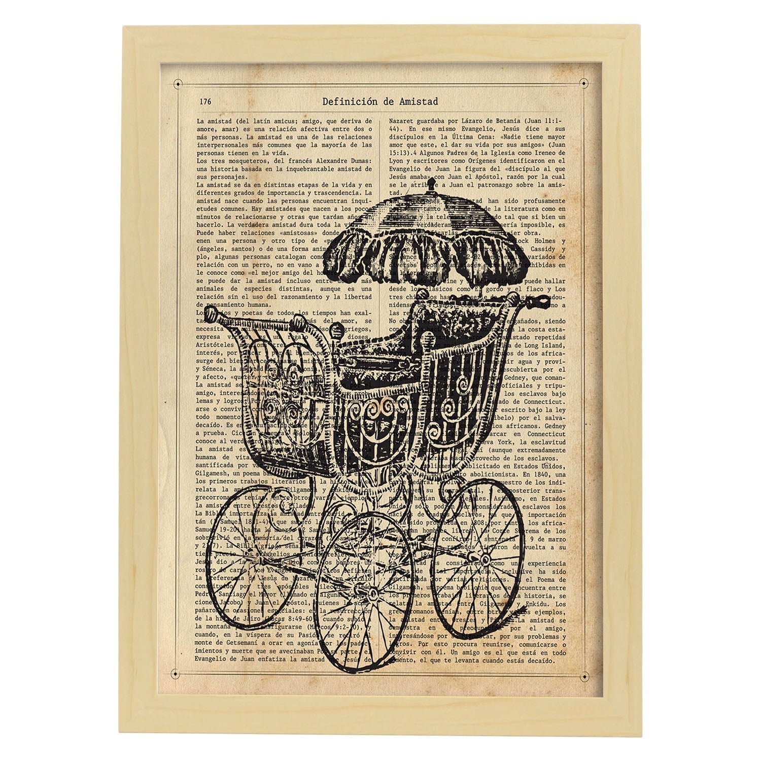 Affiches D'objets Vintage Baby Vintage Lamina Avec Des Images D'objets Vintage Avec Des Définitions En Espagnol Cadre En Bois Clair A4 - 2