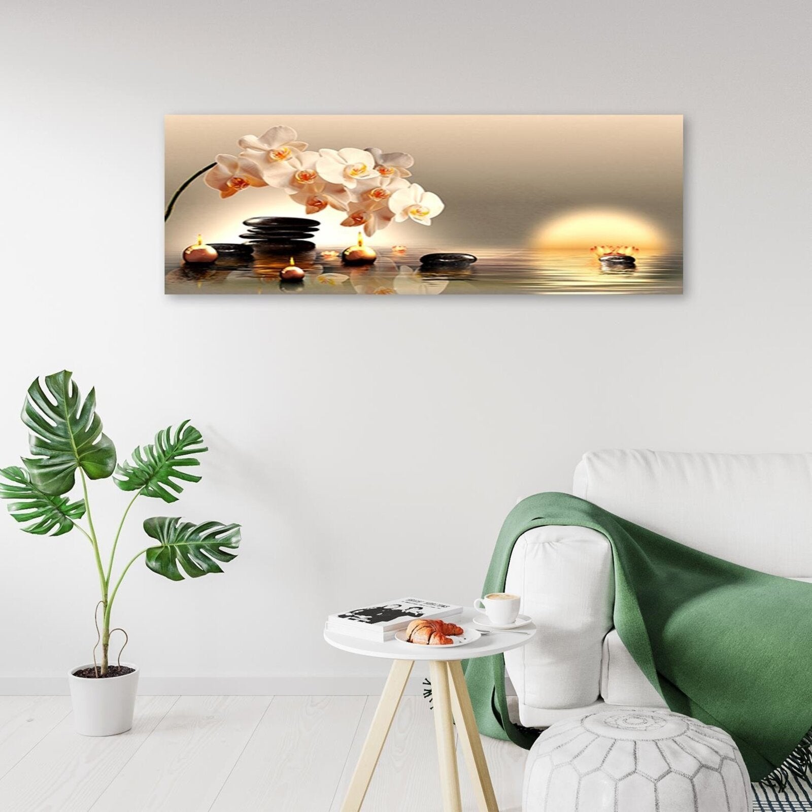 Tableau bougies et pierres zen - 70 x 25 cm - 3