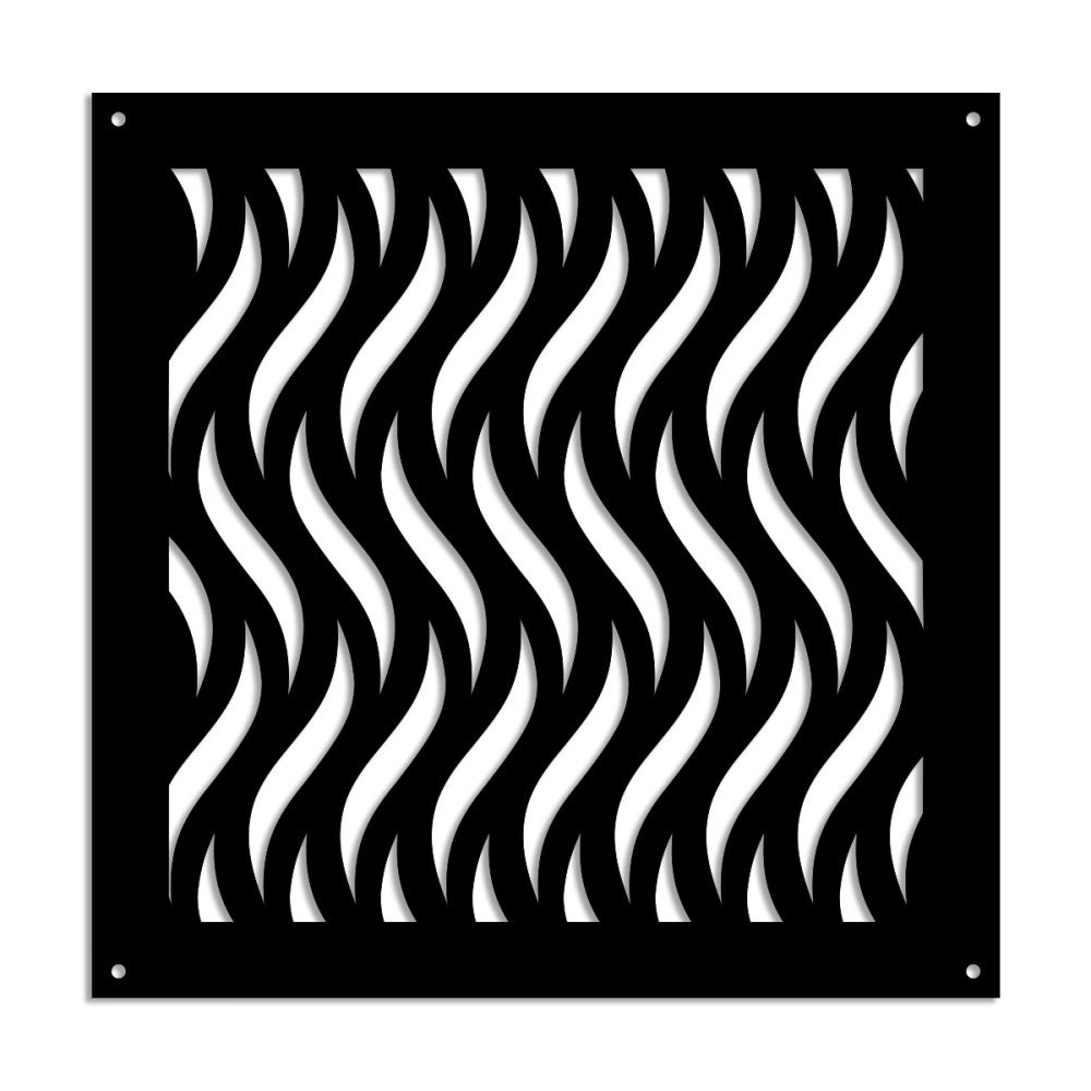 VERTICALWAVES - Panel perforowany z PVC - Osłona przeciwsłoneczna - Rozmiar 48x48 cm - Grubość 1 cm - Kolor CZARNY