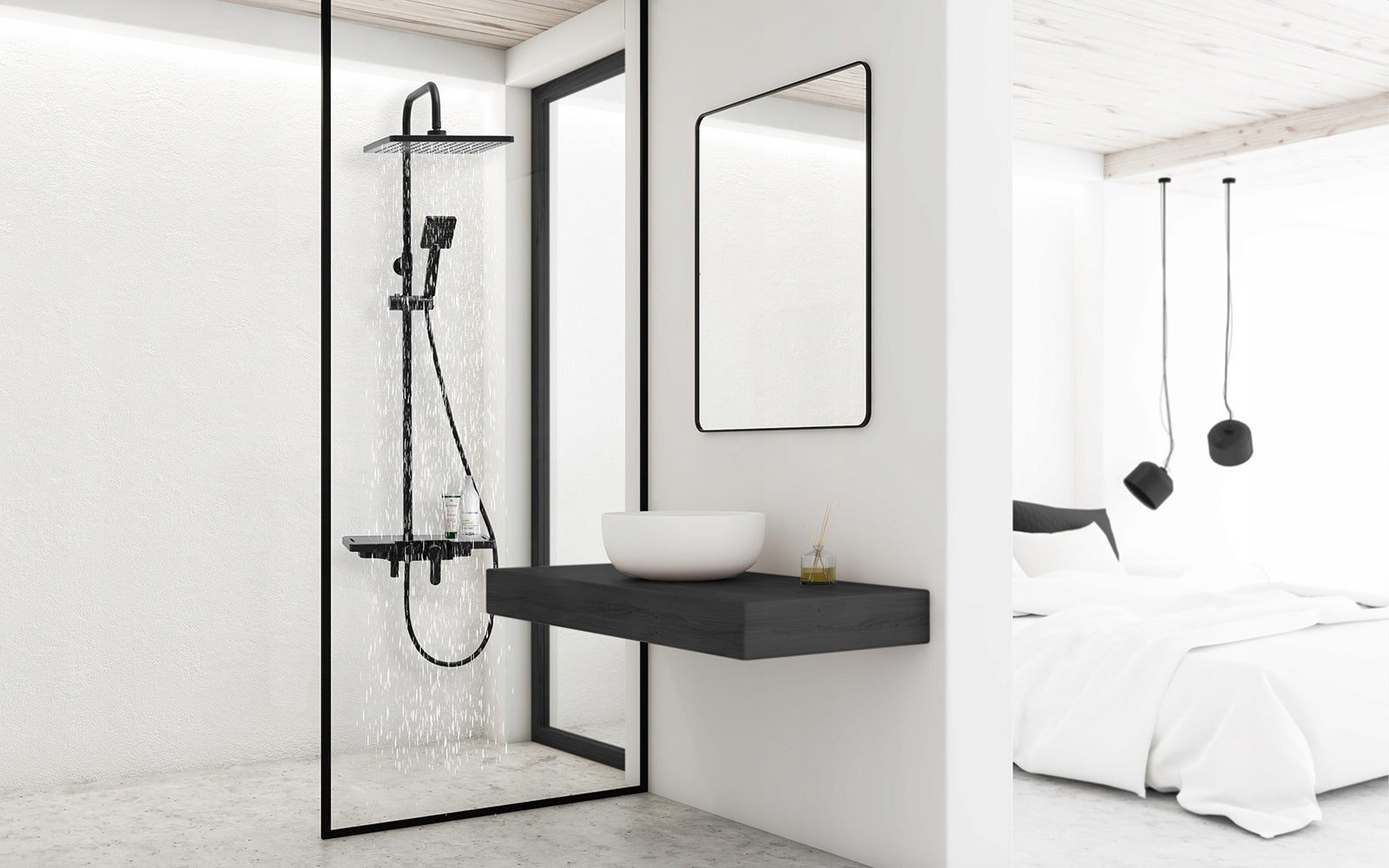 Conjunto de duche com torneira, Preto - 3