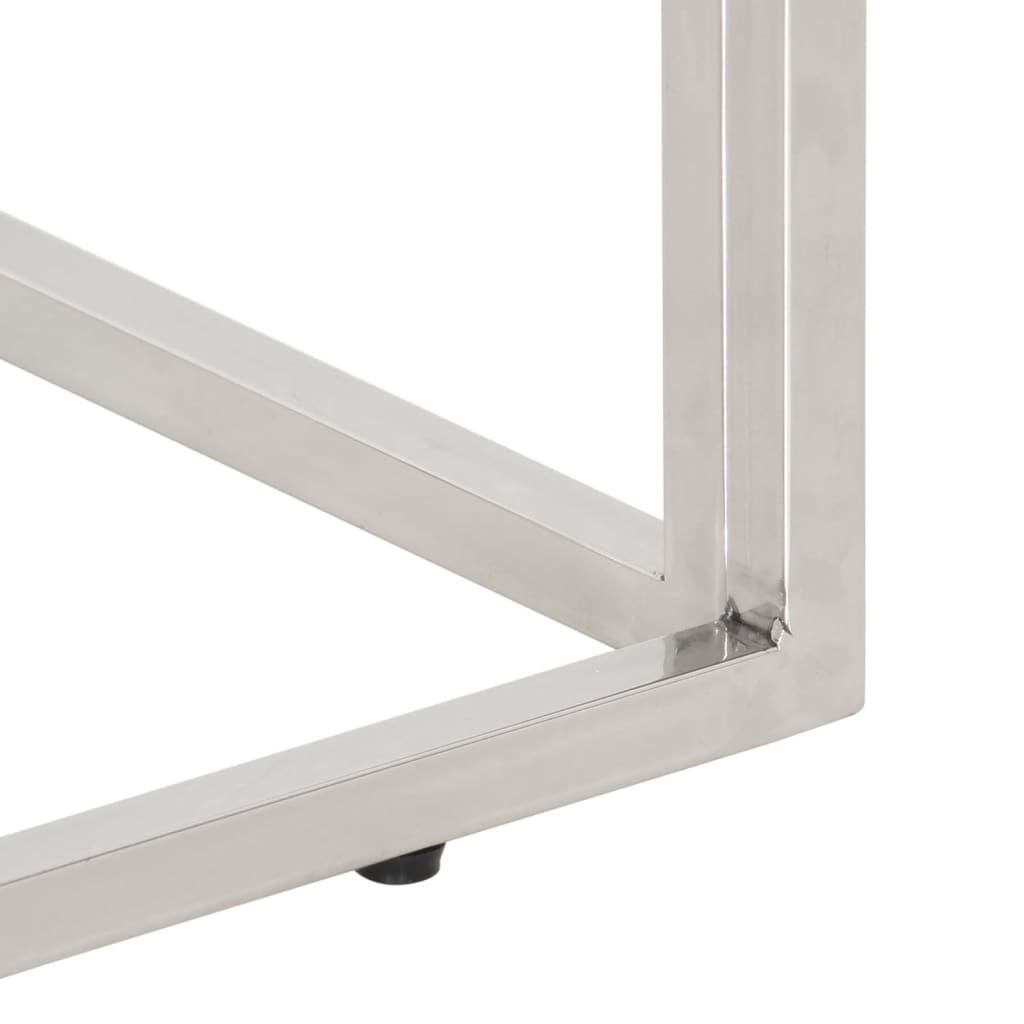 Table console argenté acier inoxydable/bois massif récupération - 7