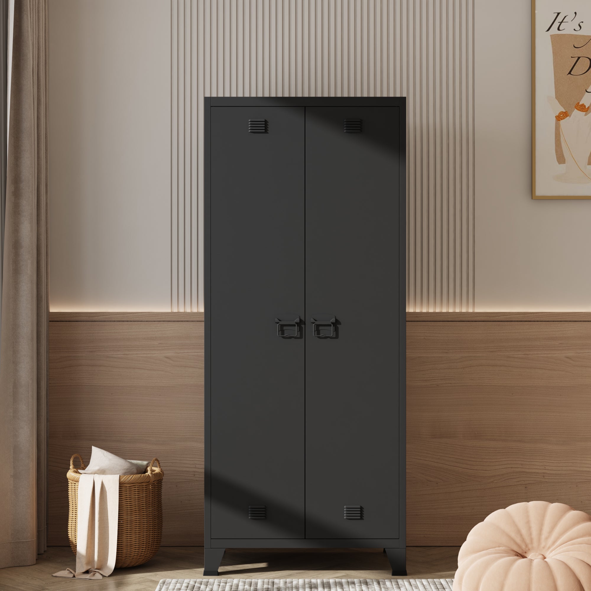 Armoire de chambre Hankasalmi acier 180 x 90 x 40 cm noir [en.casa] - 2