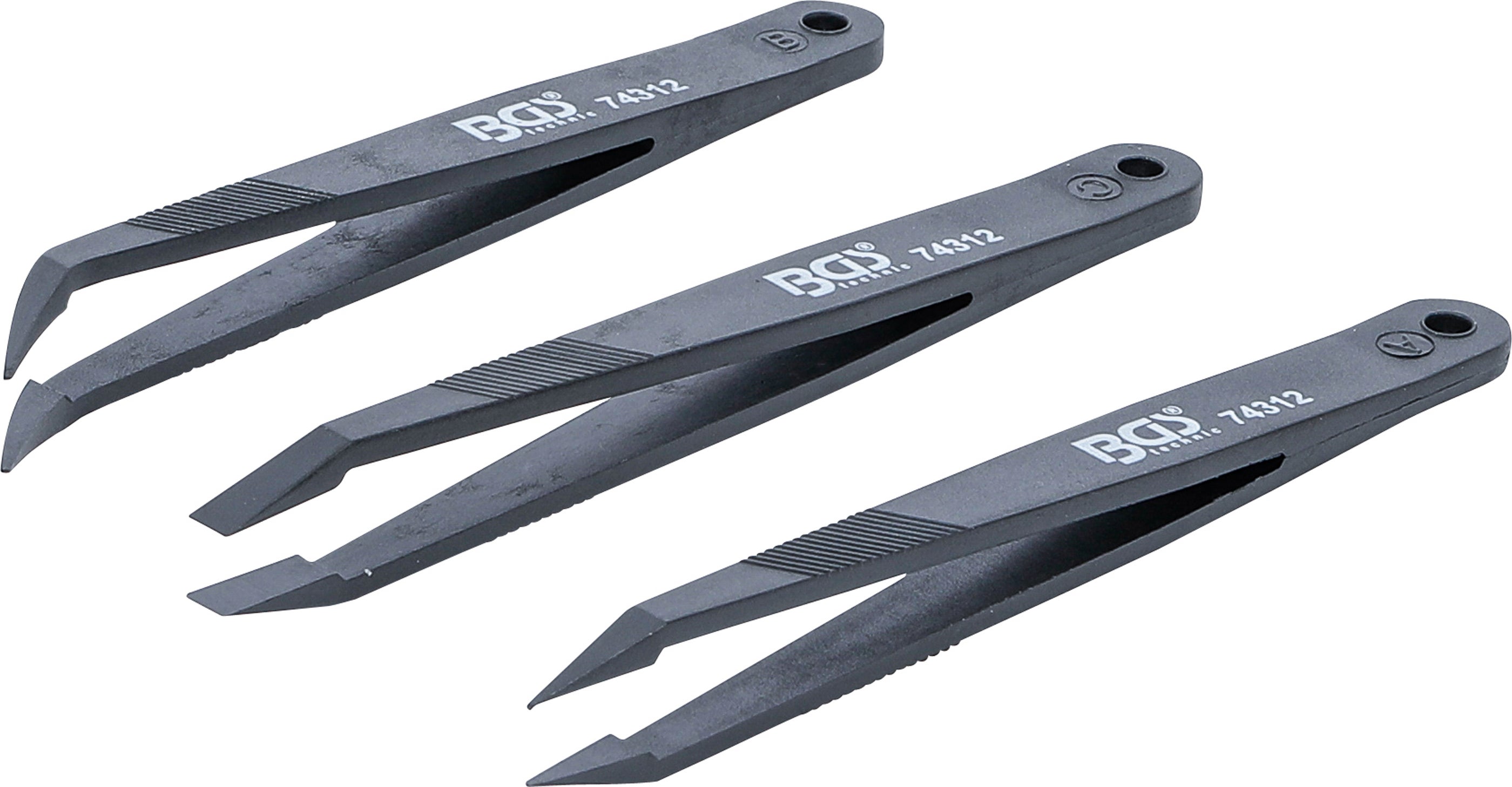 BGS Zestaw pęset plastikowych 3 szt. - 74312