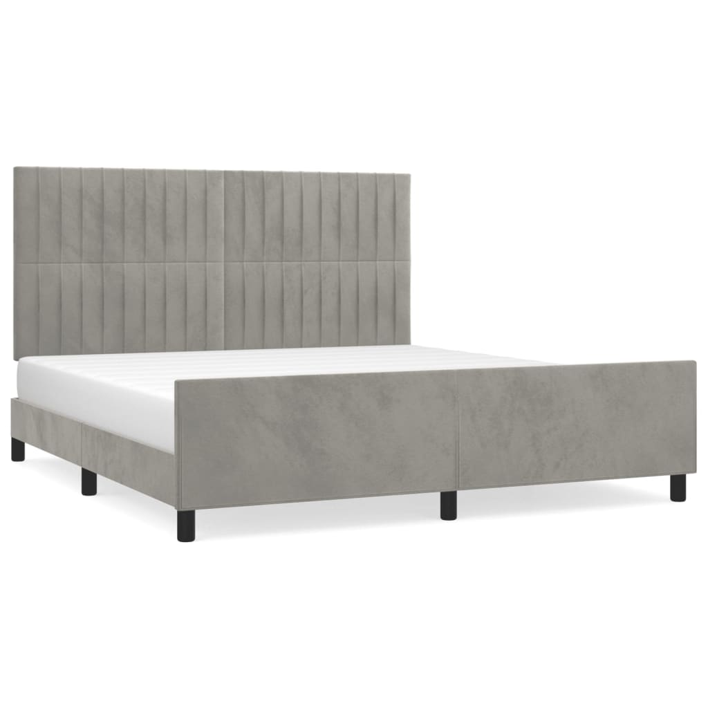 Cadre de lit sans matelas gris clair 160 x 200 cm en velours - 2