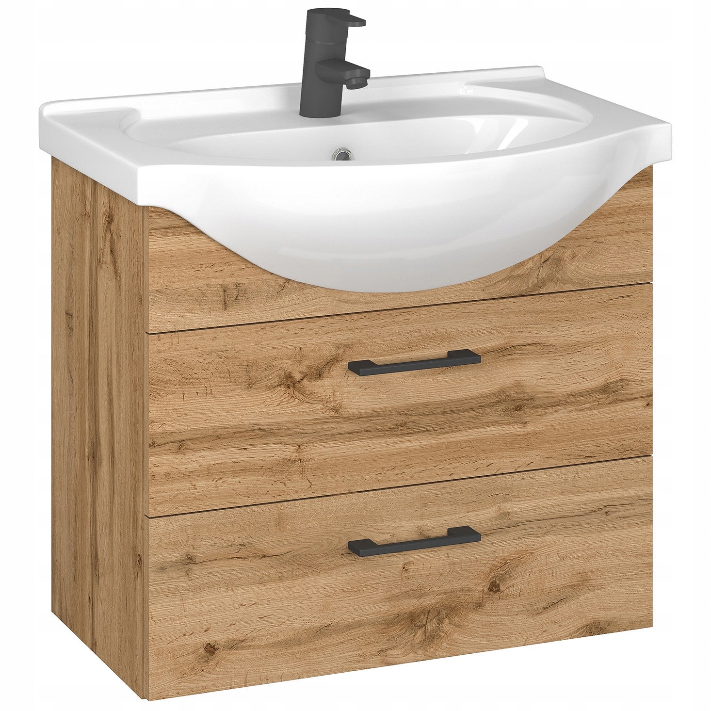 Szafka łazienkowa pod umywalkę z umywalką wisząca wotan czarne uchwyty 60 cm