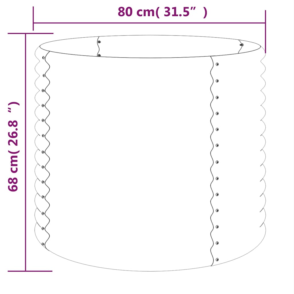 vidaXL Jardinière Acier galvanisé 80x80x68 cm Anthracite - 5