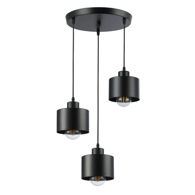 Lampa wisząca sufitowa Elza E27 3-punktowa 110 cm IP20 okrągła czarna MasterLED
