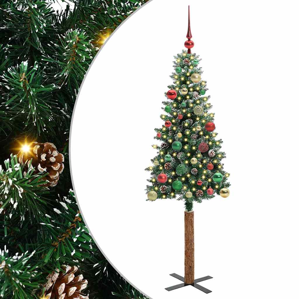 Szczupła Choinka z 150 diodami LED Zielony i Biały 150 cm