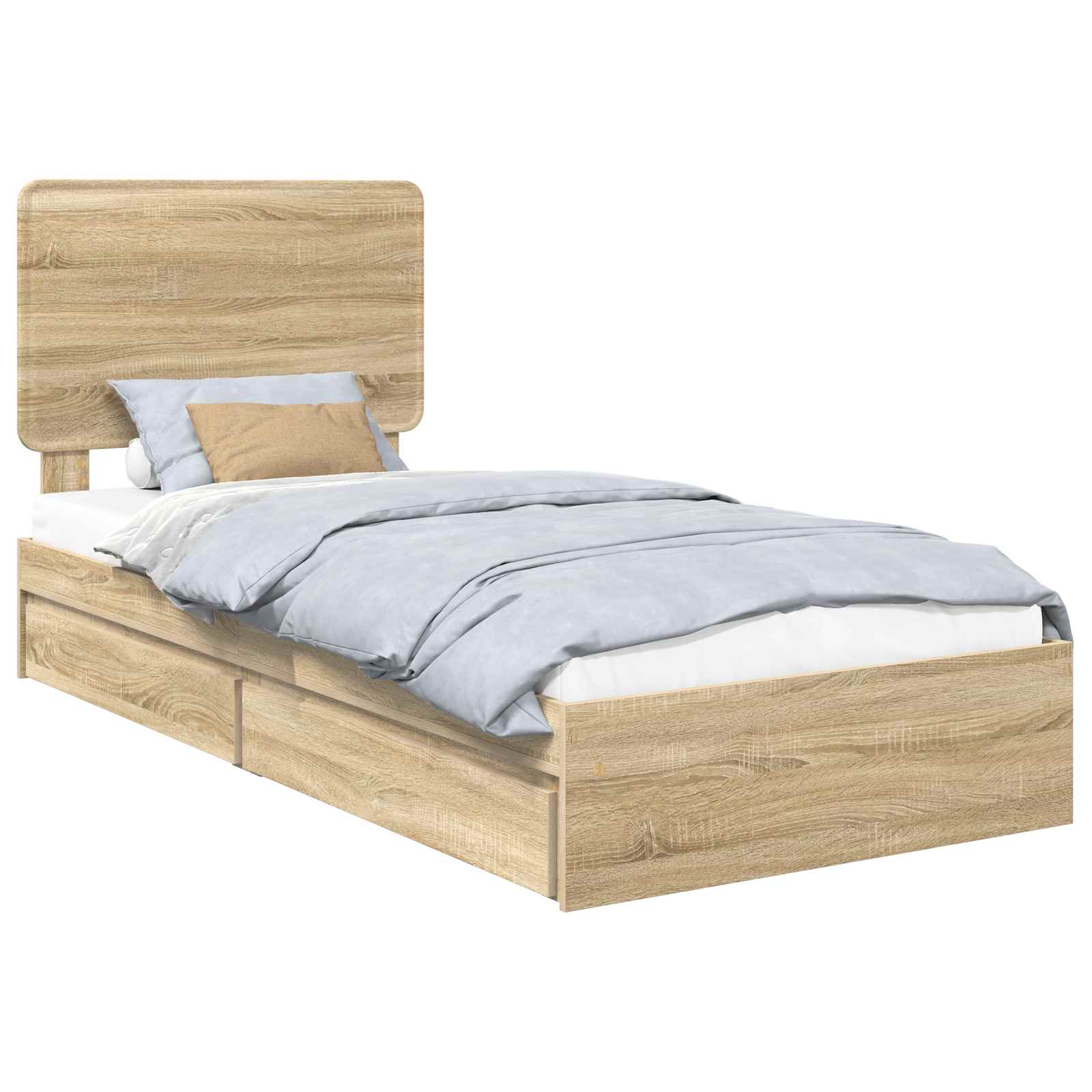 Lit de rangement chêne 75 x 190 cm panneau de bois - 2