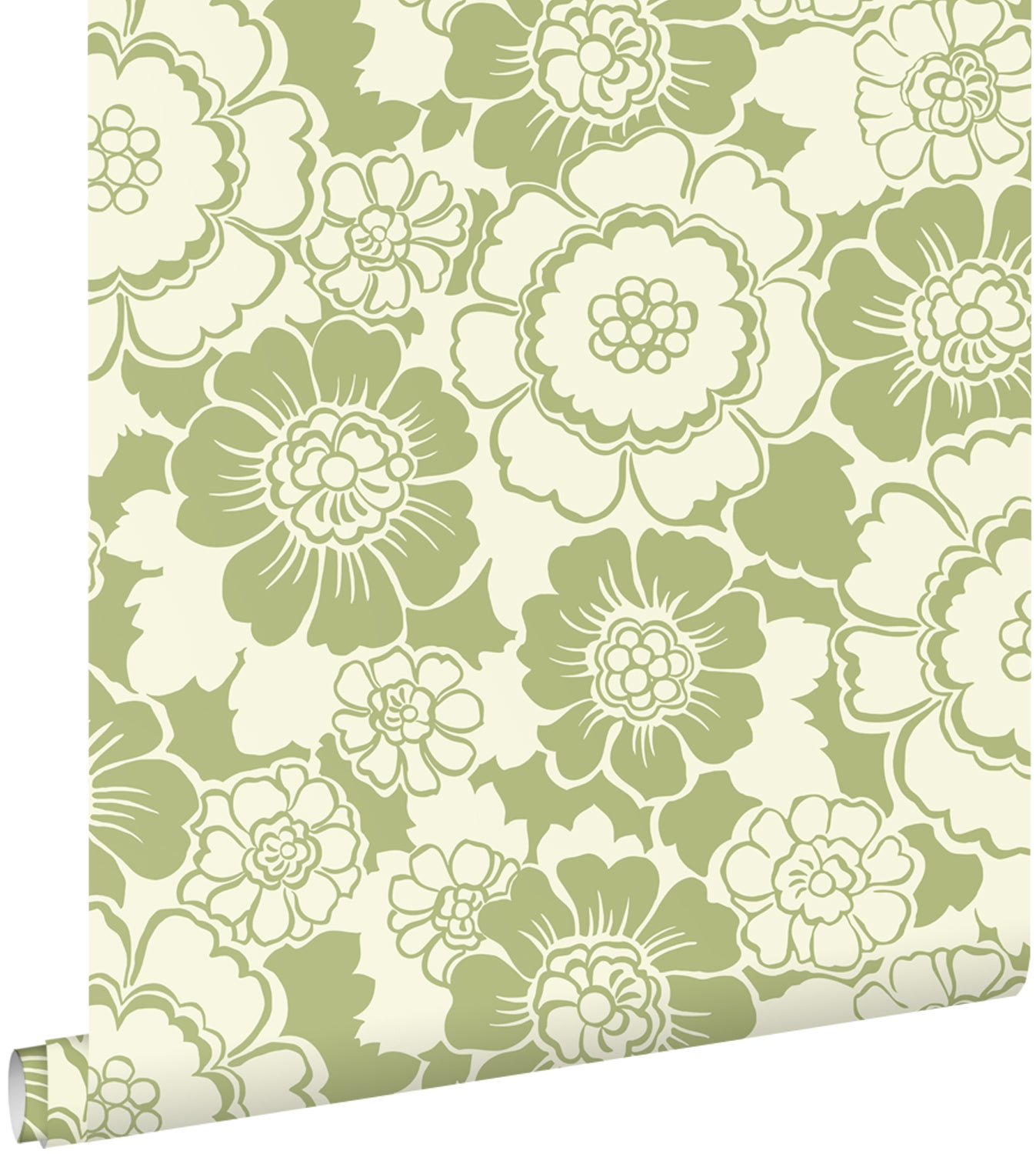 Tapeta retro kwiaty zielonym - 50 x 900 cm - ESTAHOME