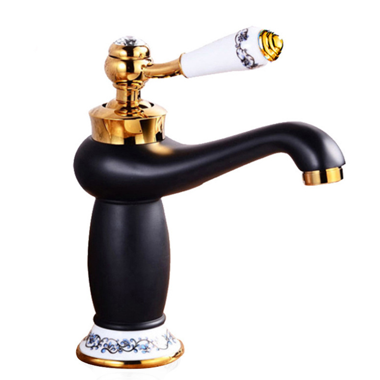 Bateria umywalkowa, bateria łazienkowa, bateria umywalkowa retro z regulacją ciepłej i zimnej wody - Z wężem doprowadzającym wodę