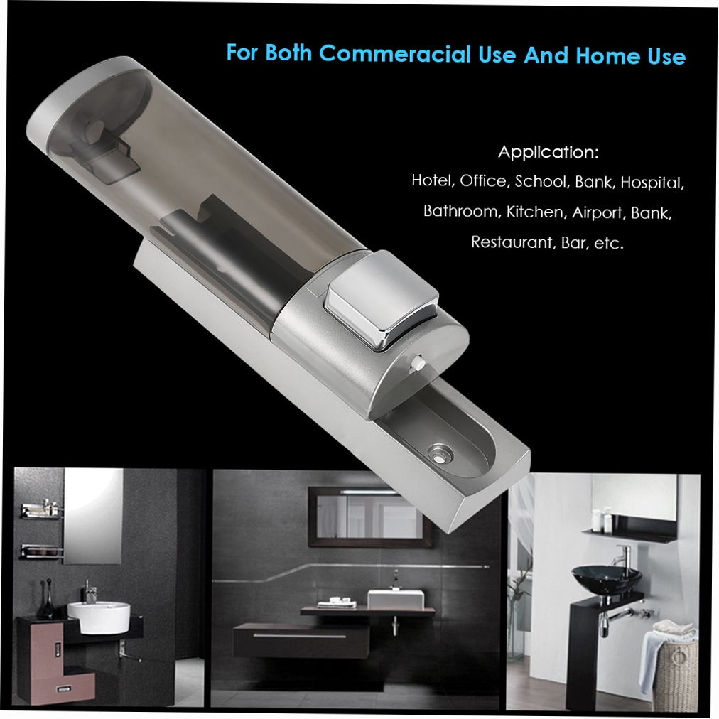 Dispenser manuale di sapone per le mani con nastro biadesivo in schiuma, montaggio a parete, shampoo liquido, gel doccia, detergente, lozione 200 ml - 6