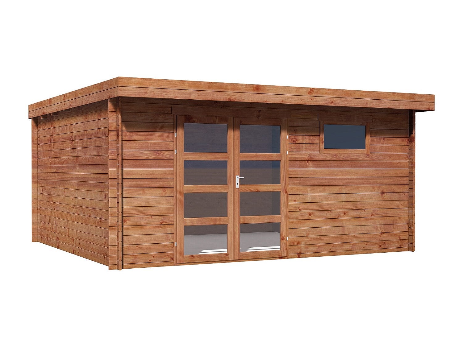 Caseta de jardín de madera tratada en autoclave con techo plano - 19.61 ...