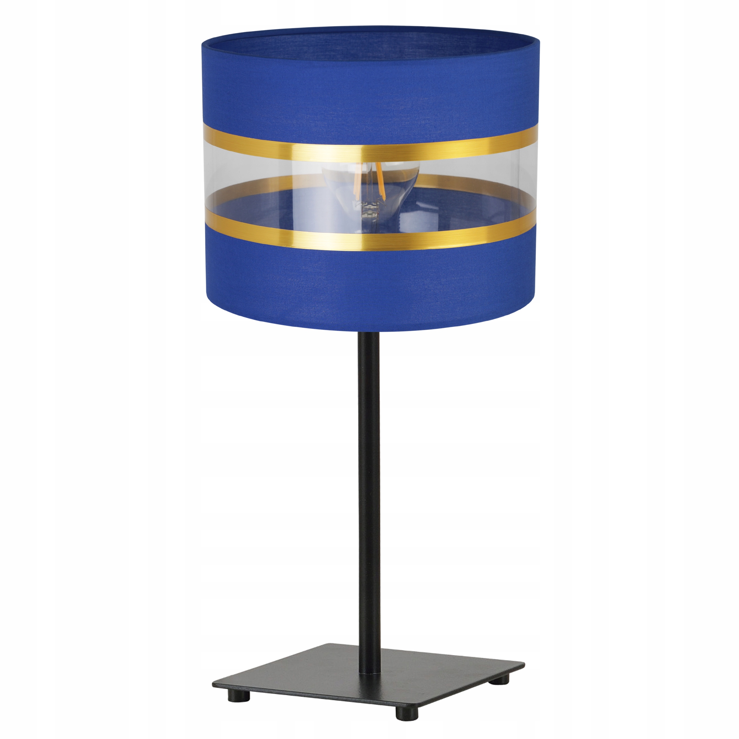 Lampa nocna stołowa Elegance Gold Gia modern 1xE27 20cm klosz walec czarno/niebieski Light Home LH
