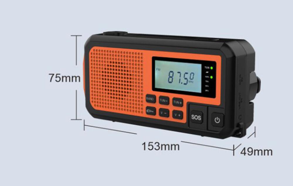 Radio Solare DAB+ Con Bluetooth, Power Bank 4000mAh, FM/AM/SW, Torcia LED, Allarme SOS E Manovella Per Campeggio - 3