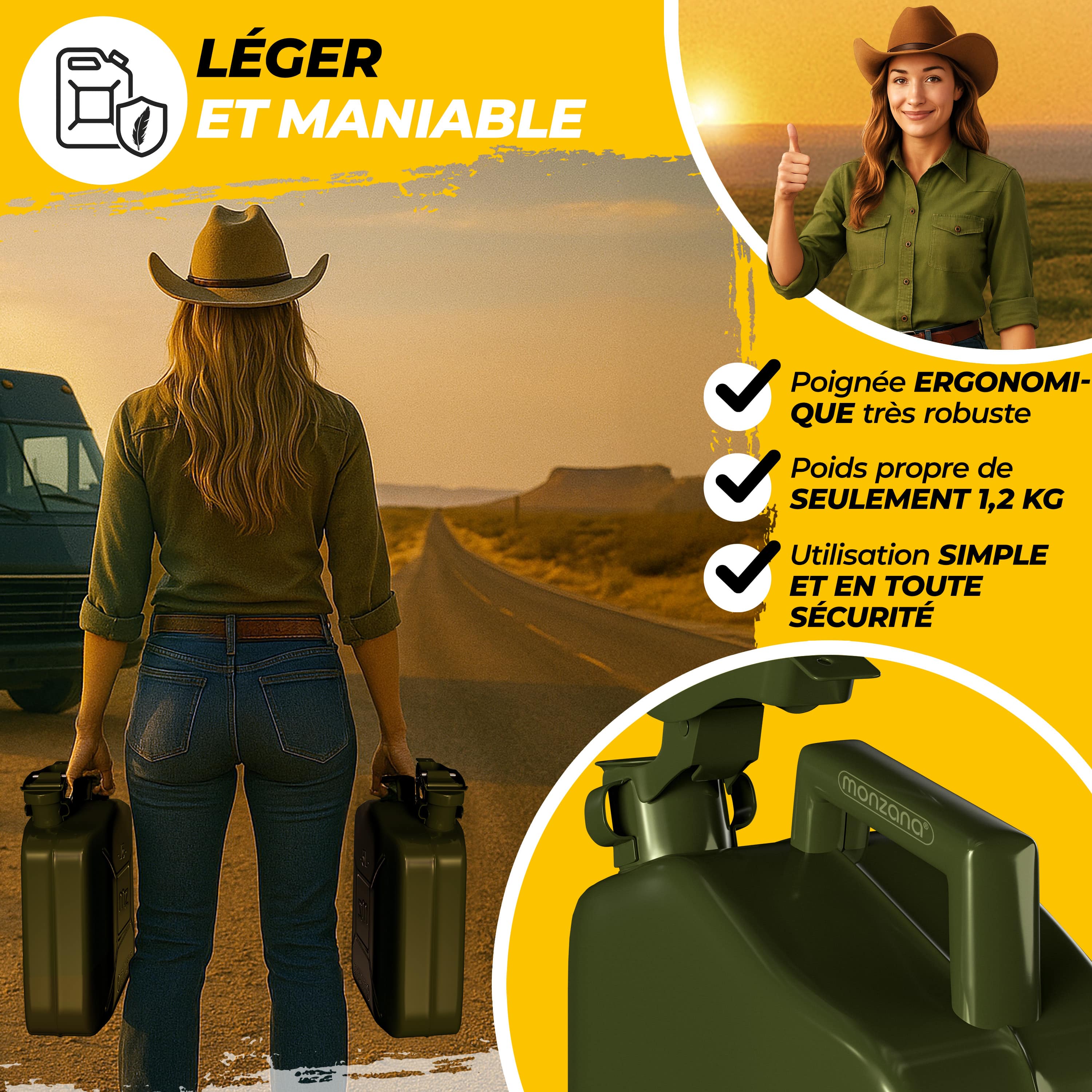 Jerrican en métal 5L Bidon avec bec verseur 24x12x35 cm Liquide carburants - 5