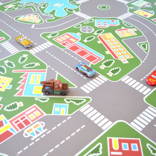 Pavimento de plástico para niños - las calles de la ciudad verde - rollo 2m x 2m