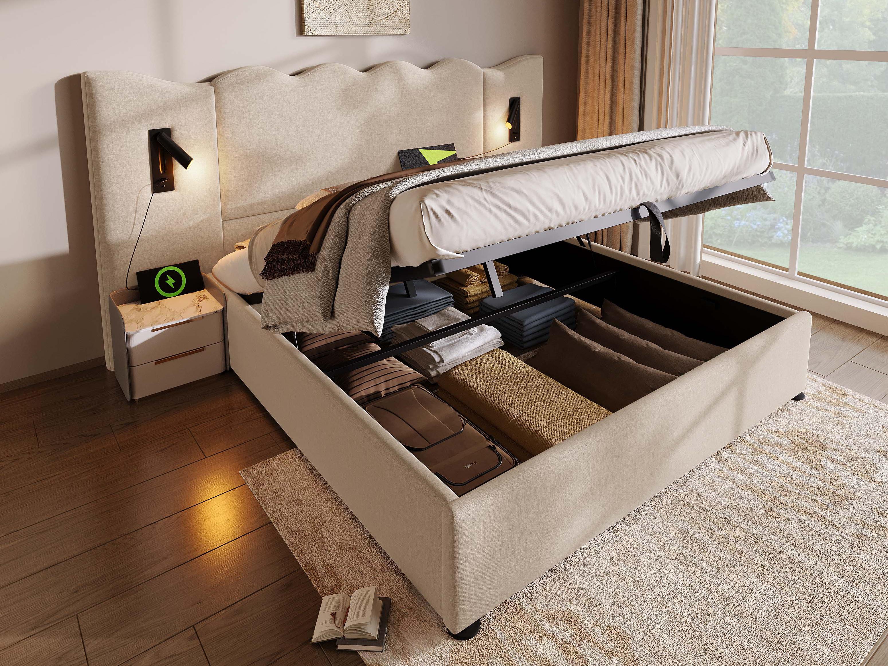 Puerto Venecia Almohadas Colchones Aznar Cama Con Almacenaje De