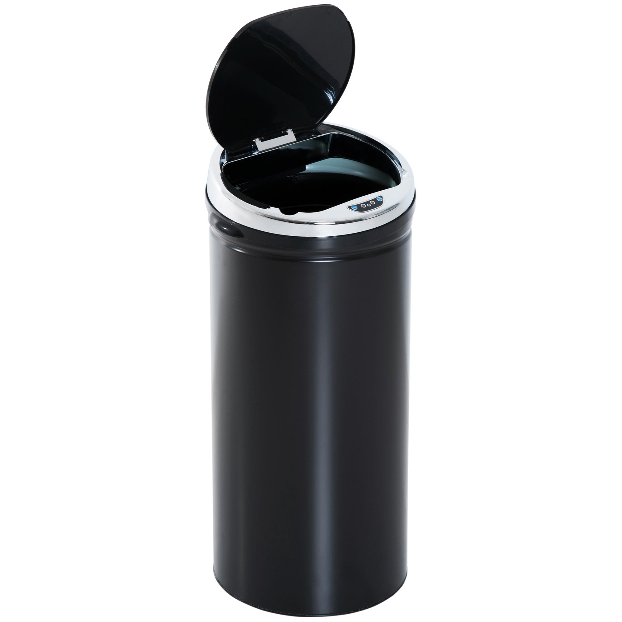 HOMCOM Poubelle Automatique 50L Acier Inoxydable Noir - Capteur De Mouvement Cuisine