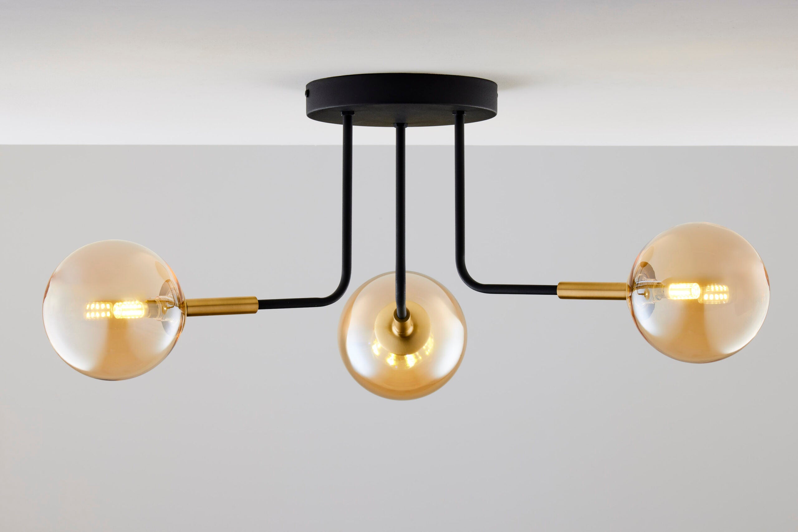 Lampa sufitowa BURANO czarno-złoto-bursztynowa 3xG9x8W metal wym:31x70x70cm IP20 Jupiter