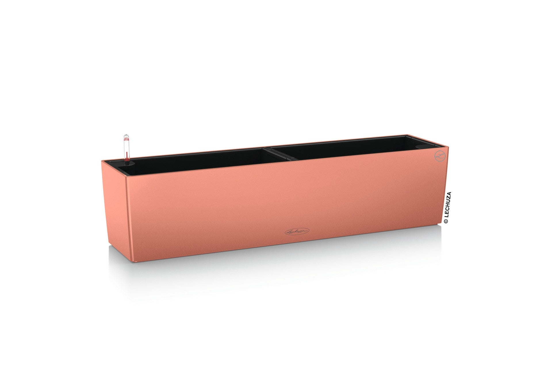 Fioriera Lunga Alpine Corporation - Rosso Lucido Con Strisce - 83x33x28 Cm - Con Tappo Di Drenaggio - Per Interni Ed Esterni - 2