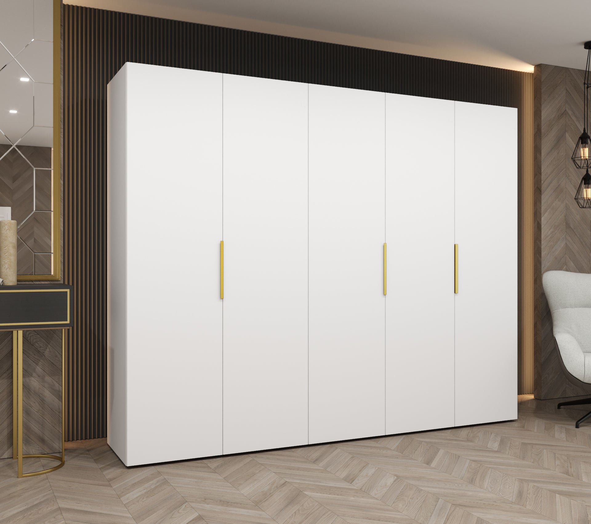 Szafa uchylna otwierana Marbella 1 250 x 52 x 202 cm biały + u. złoty Abiks Meble - 2
