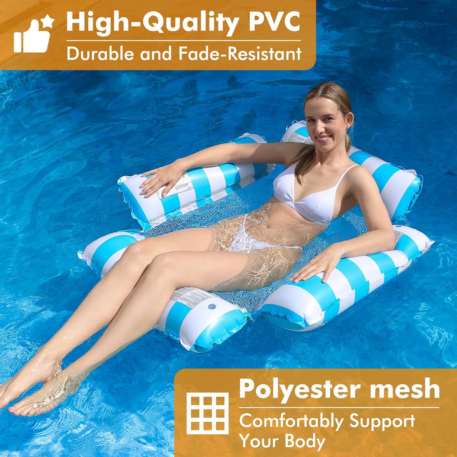 Hamac Gonflable 4 En 1 Pour Piscine – 2 Pièces Avec Pompe – Hamac, Chaise, Dériveur Et Selle – Idéal Pour Piscine, Lac Ou Plage