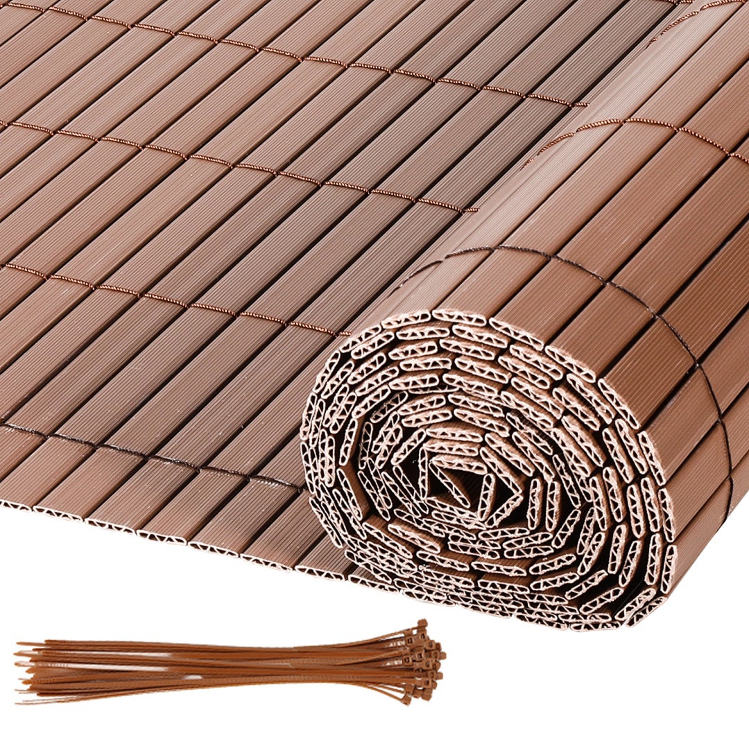 Mata PVC do użytku zewnętrznego – Osłona prywatności odporna na UV i wodę na balkon i taras Brązowy 140 x 900cm