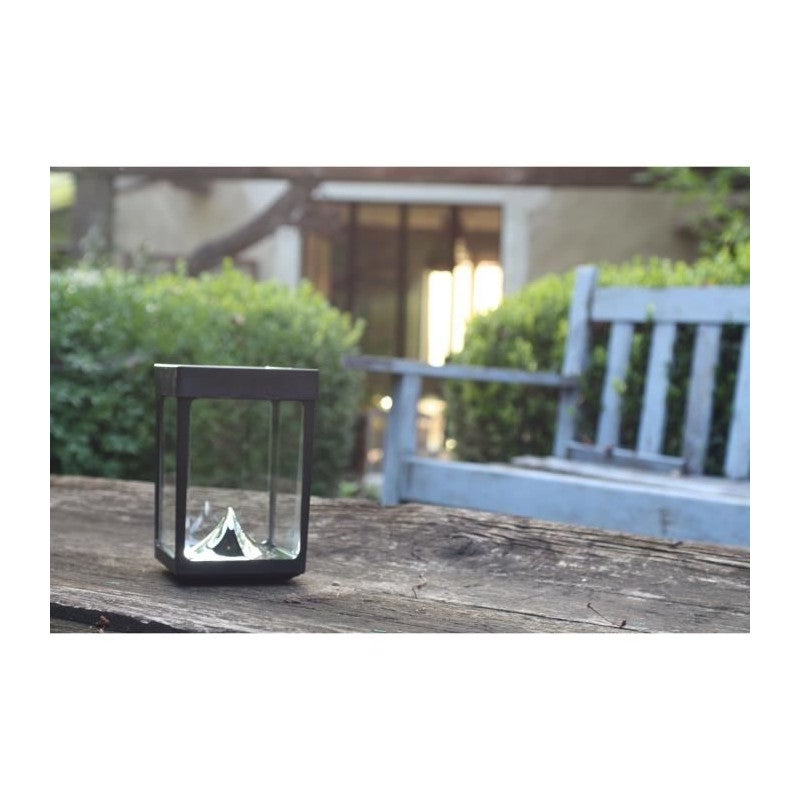Mini photophore solaire pour table - Parois en verre - Noir - 2